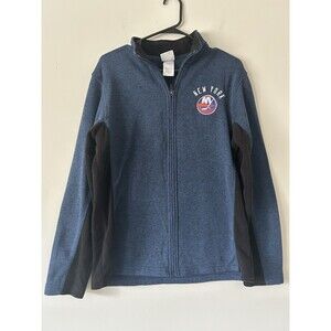 New York Islanders NHL Navy Blue Full Zip Sweater Fangear Size Medium